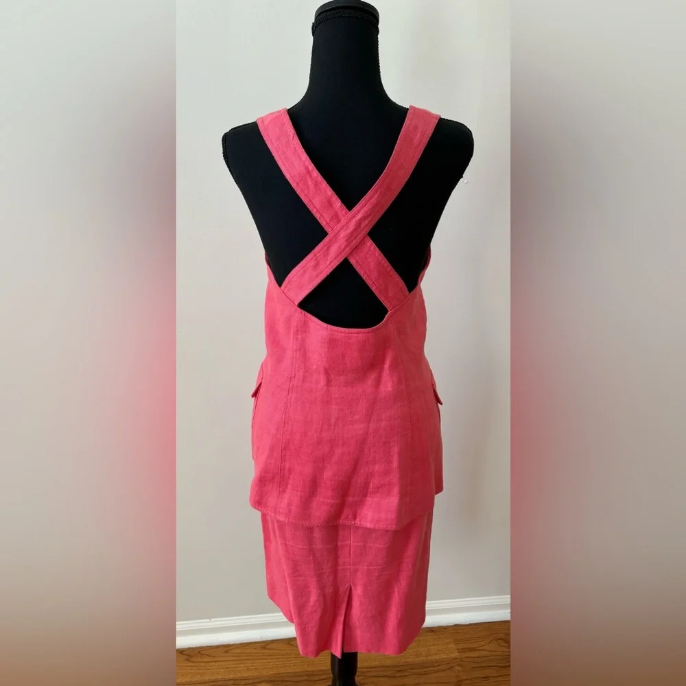 Scassi Vintage‎ Linen Dress Vest Skirt Set Coral - Size 6